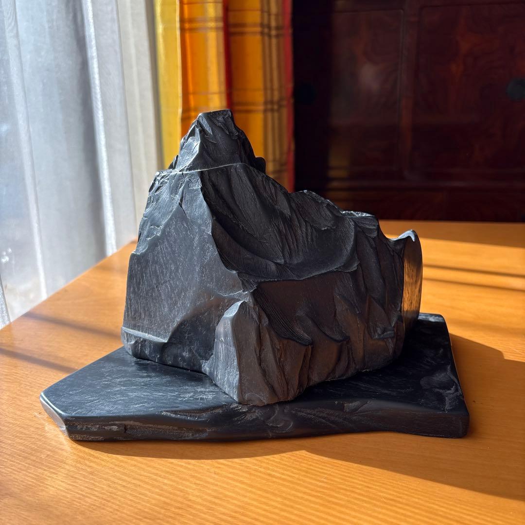 那智黒石 台座付 原石 鑑賞石 天然石 約3.3kg