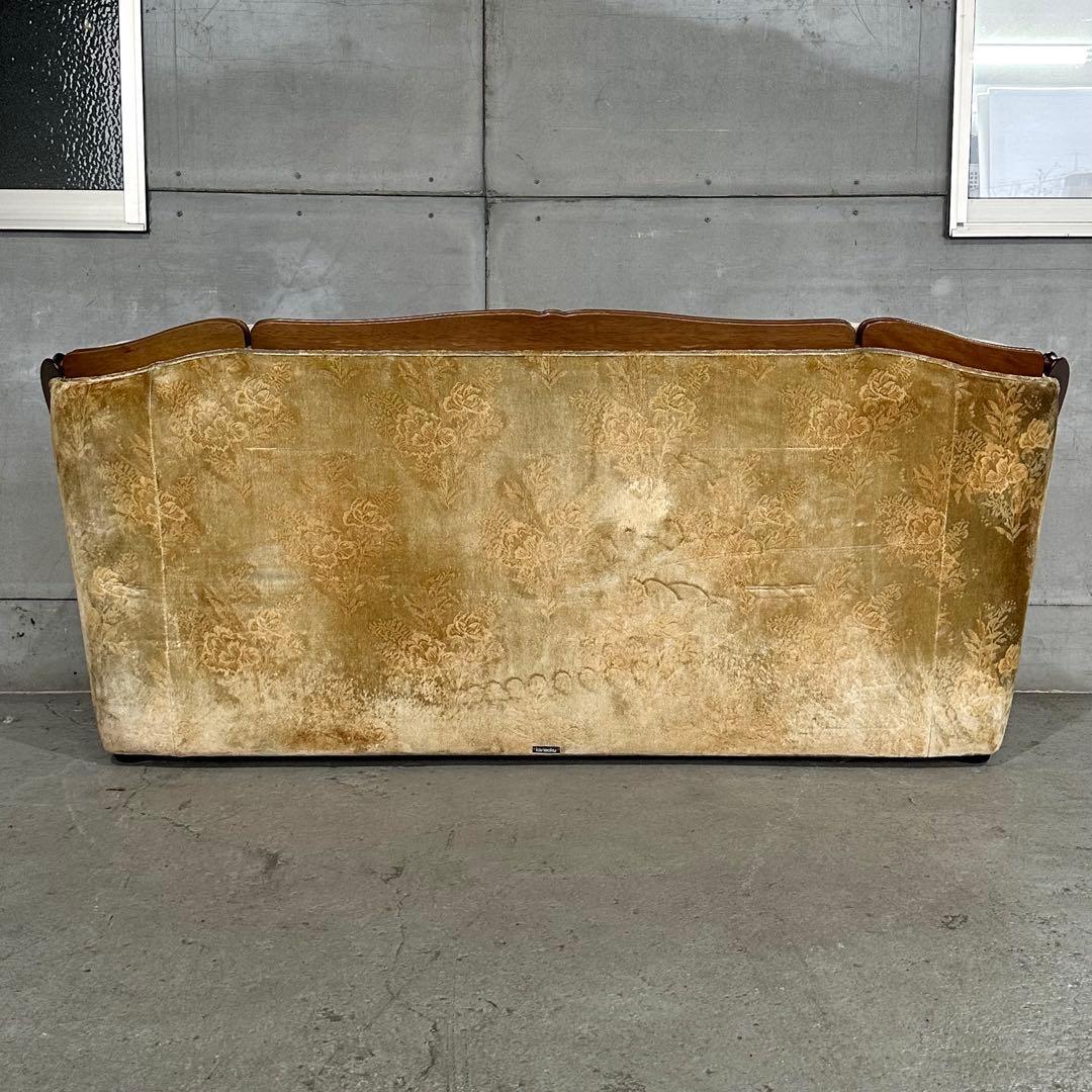 ✿70s✿ 昭和レトロ カリモク 3人掛けソファ ヴィンテージ 応接家具 金華山