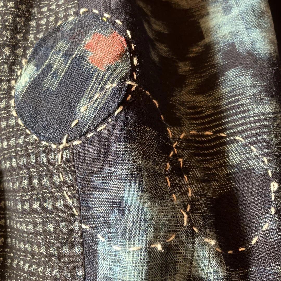 絣リメイク　　Mサイズ刺し子＆アップリケ　シンプルワンピース　ギャザースカート