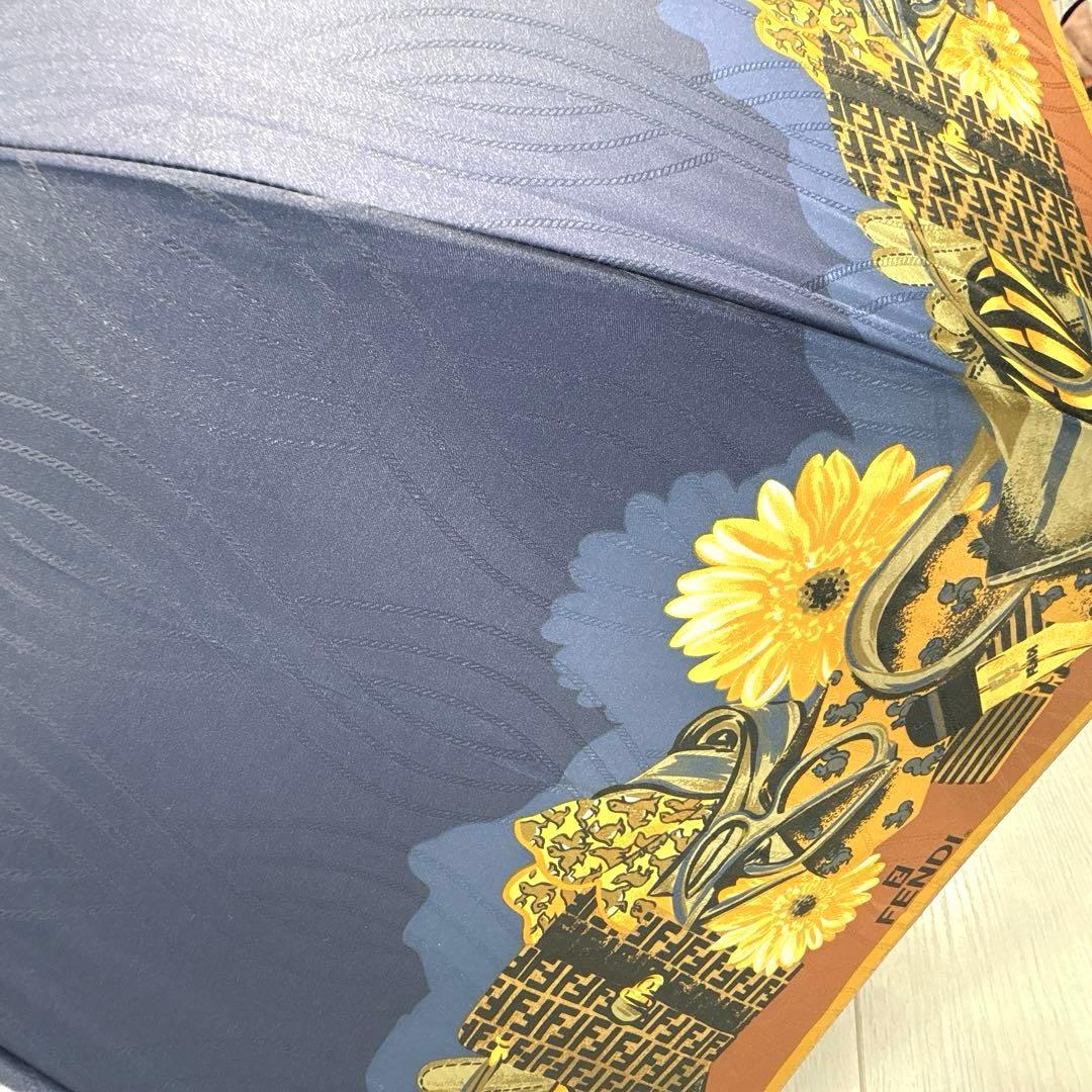 ヴィンテージ✨️未使用✨️FENDI フェンディ　雨傘　FFロゴ 花柄 ネイビー