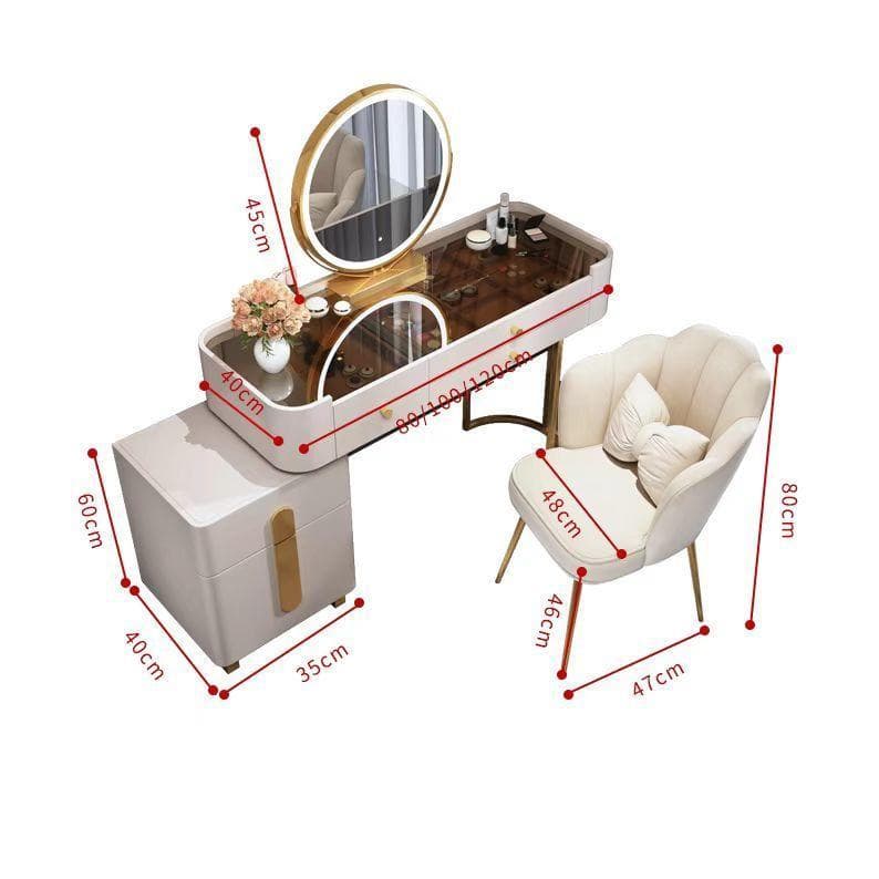 ホワイトドレッサー 大理石調デスクのみ 訳あり品写真をご確認J205-80-02