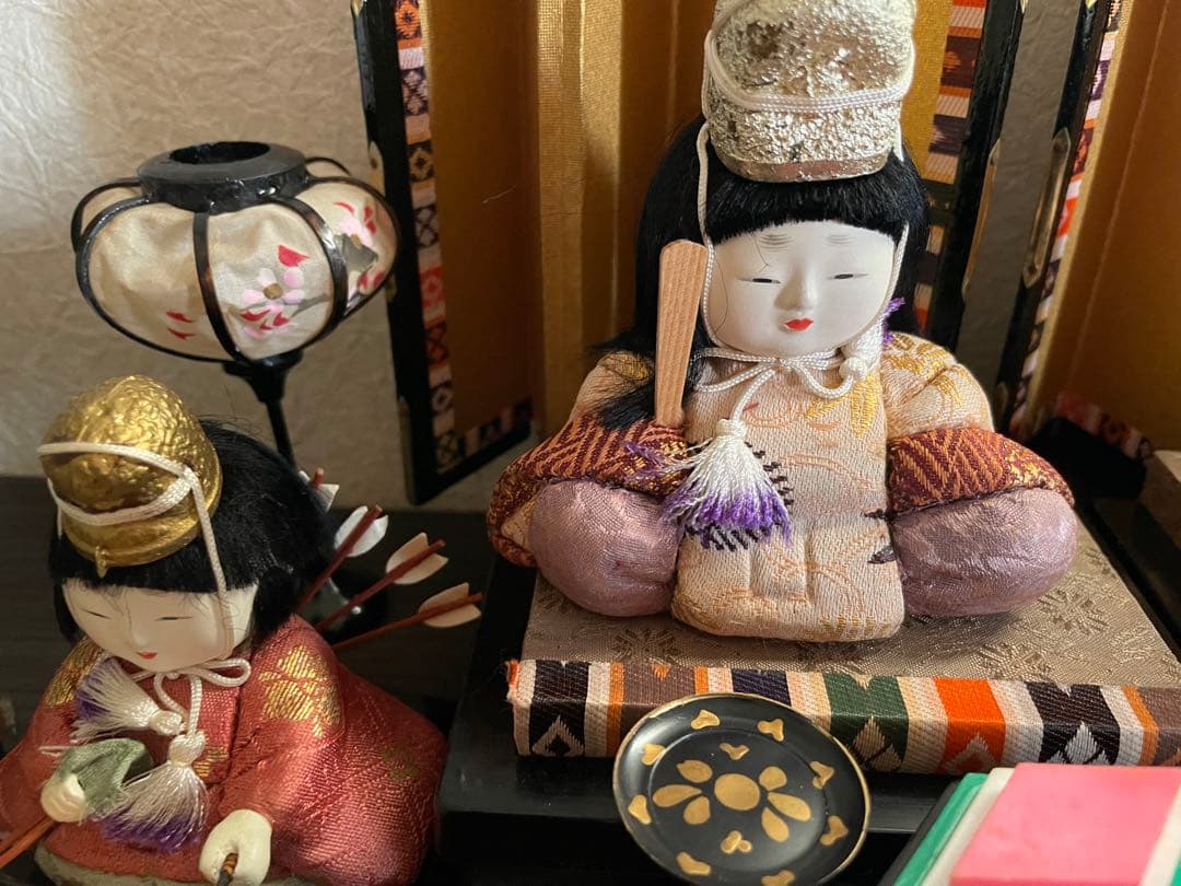 アンティーク木目込十五人飾り　コンパクトサイズ雛人形　清峯作