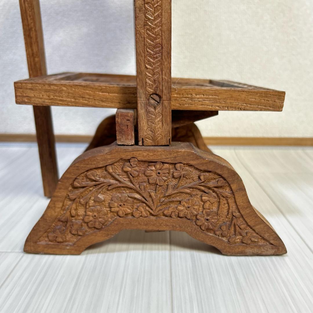 ケーキスタンド　木製　3段　アンティーク　昭和レトロ　サイドテーブル　飾り棚