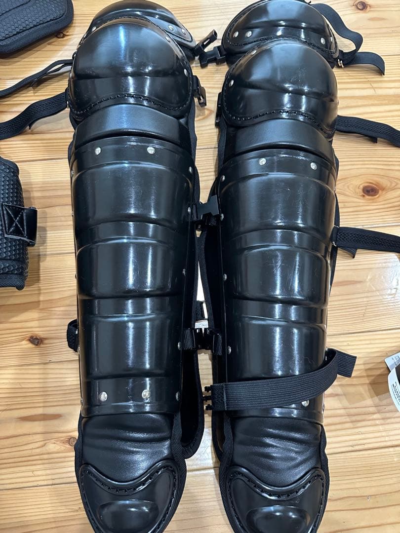 硬式野球キャッチャー用防具セット一式◆新品同様ブラックレガースプロテクター