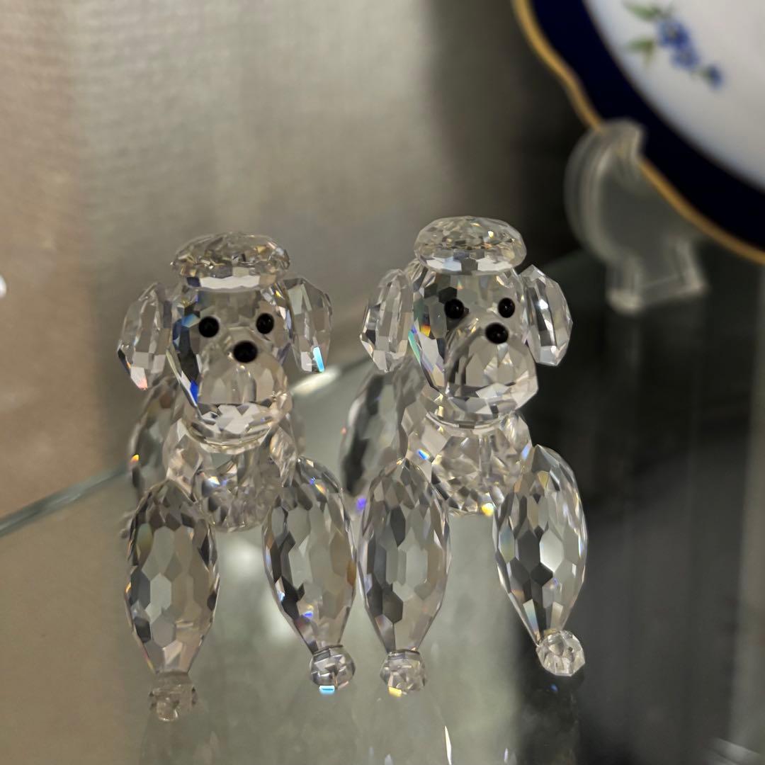 スワロフスキー　プードル2匹セット　スタンディング