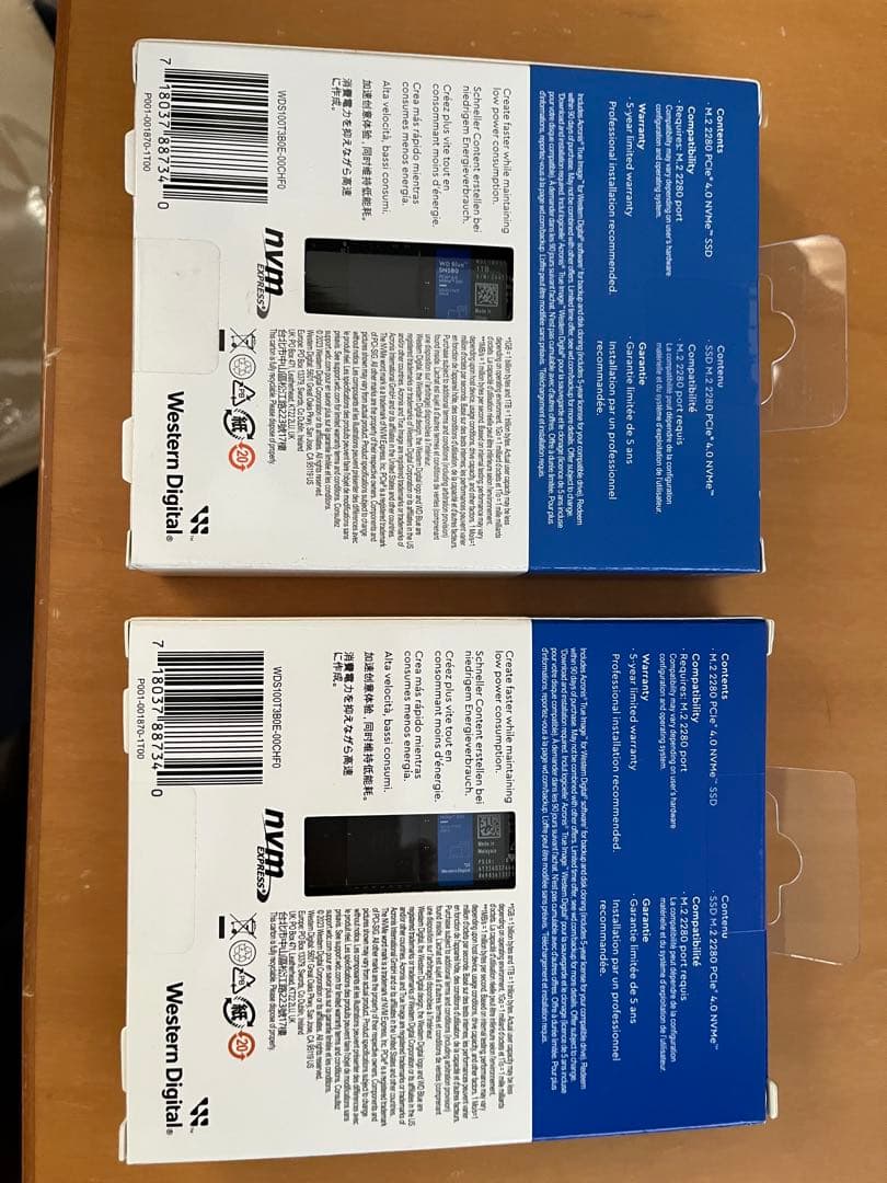 WD Blue SN580 1TB NVMe SSD 2個セット