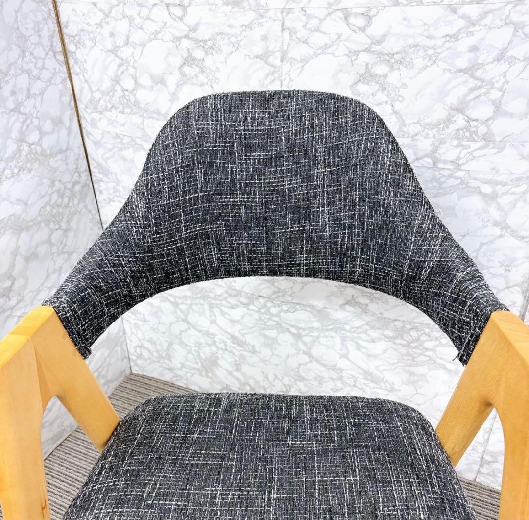 ダイニングチェア 椅子 一脚 ブラス 木製脚 ブラック ダークグレー系 張地　①