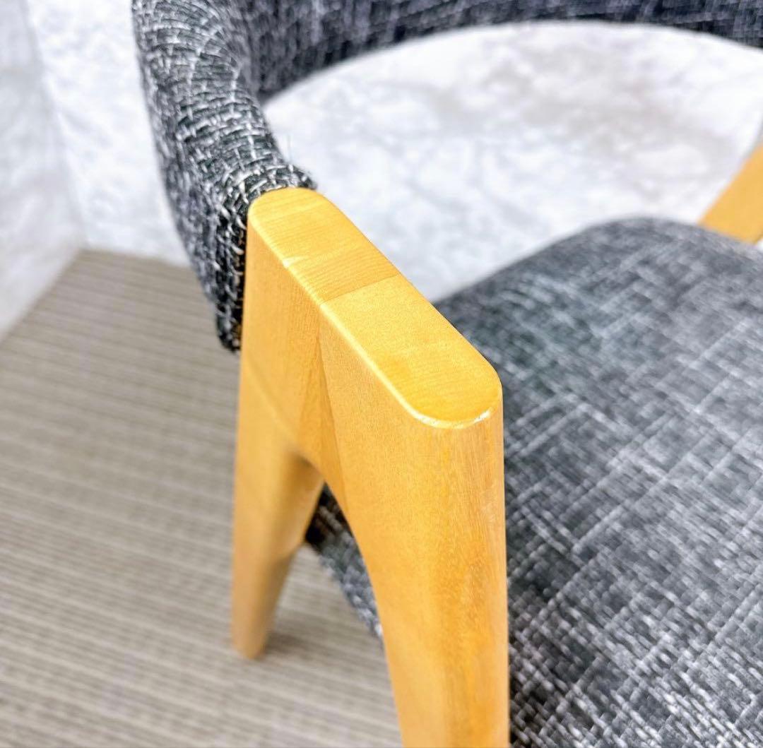 ダイニングチェア 椅子 一脚 ブラス 木製脚 ブラック ダークグレー系 張地　①