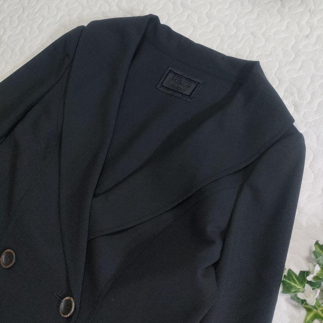 美品✨FOXEY　ショールカラーダブルジャケット　黒　ウッドボタン　38