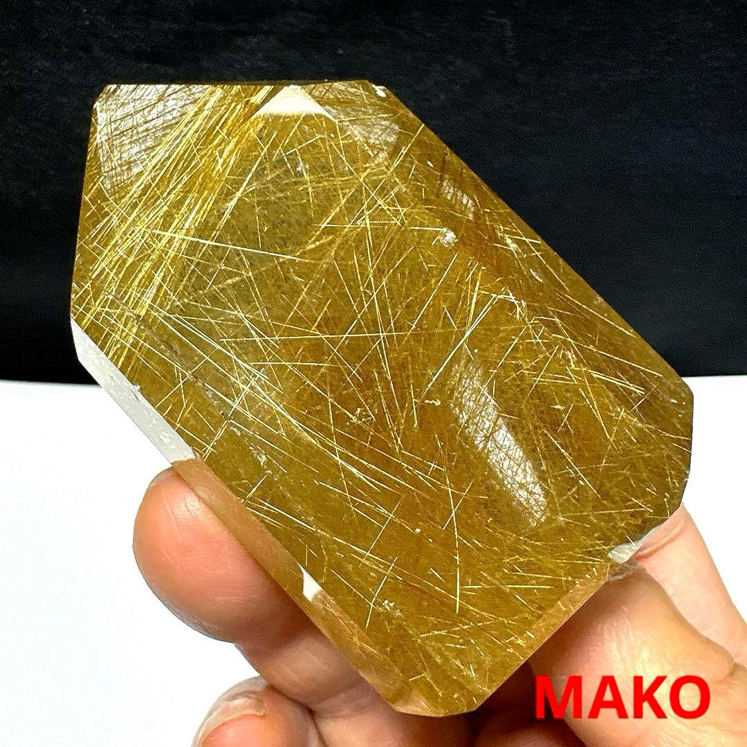 M1661☆ゴールドルチルクォーツ六角柱189g☆天然石　原石
