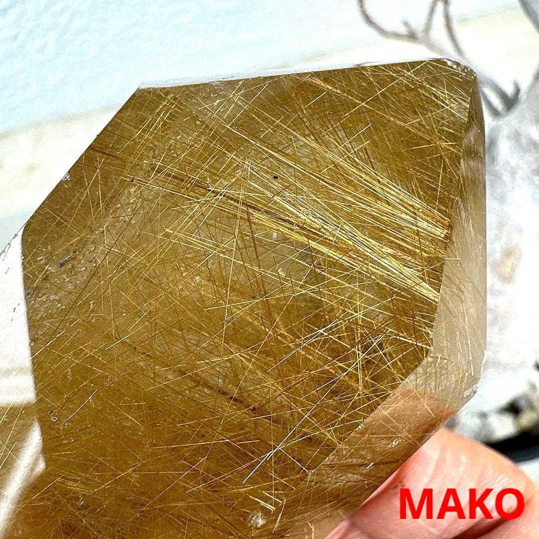 M1661☆ゴールドルチルクォーツ六角柱189g☆天然石　原石