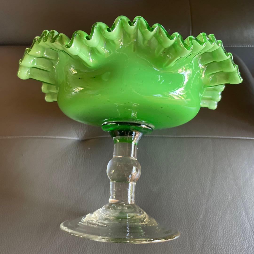 大正ガラス 脚付フリルガラスコンポート