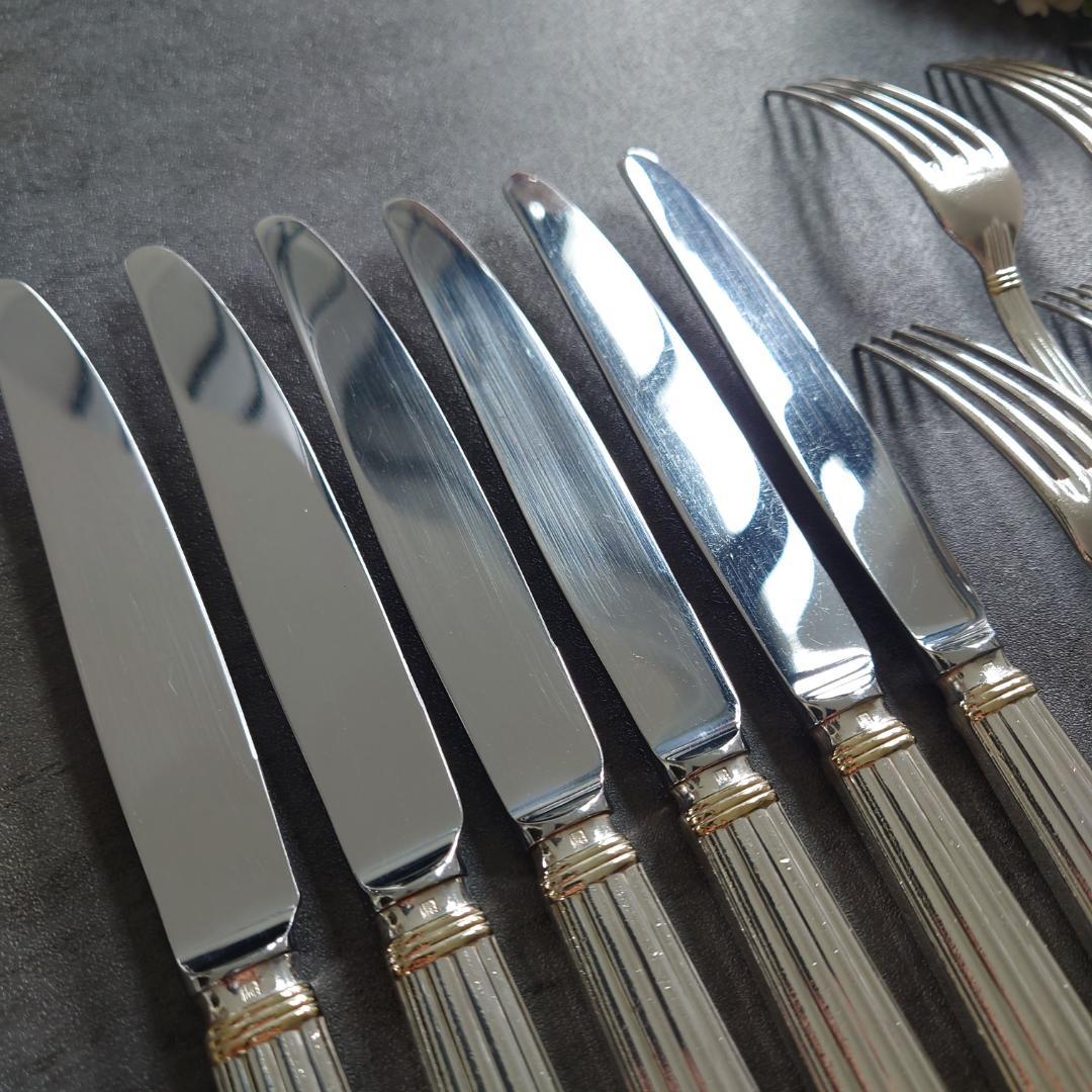 格安 クリストフル アリアゴールドリング デザート ナイフ フォーク 12点