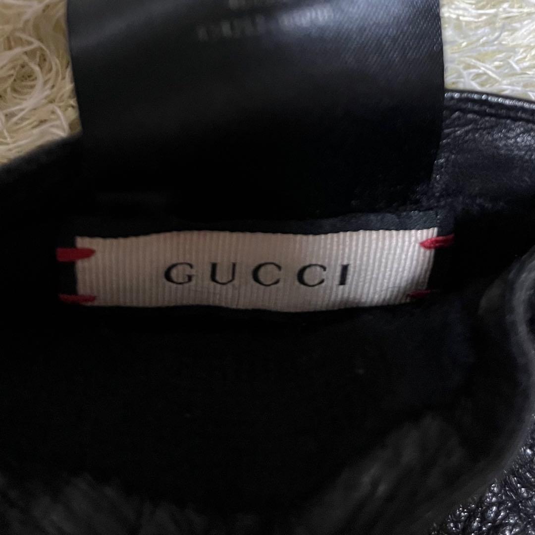 極美品✨ GUCCI ブラック レザー手袋 GG マーモント カシミヤ