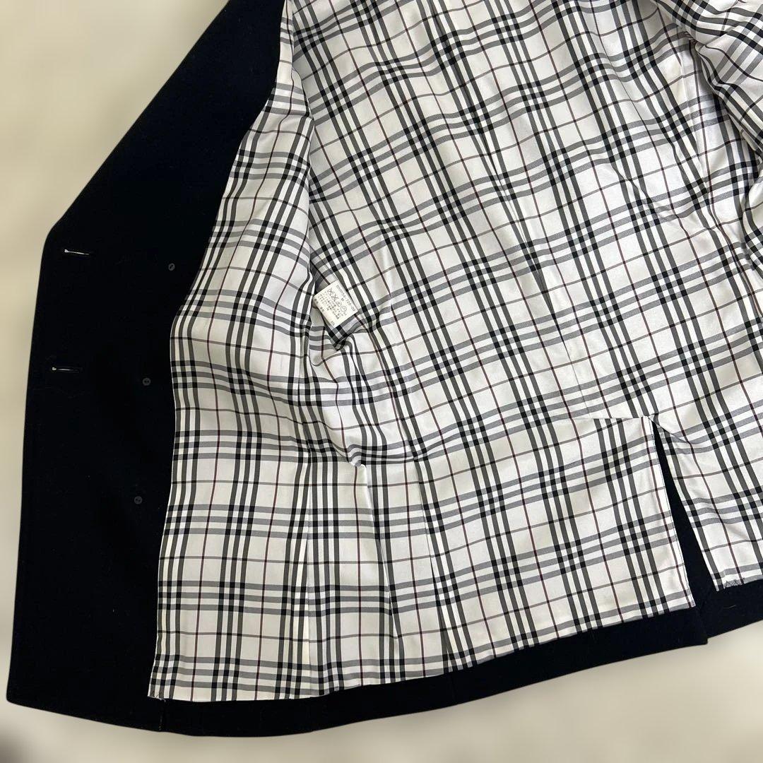 極美品　バーバリー　ブラックレーベル Pコート　ノバチェック　ブラック　ダブル