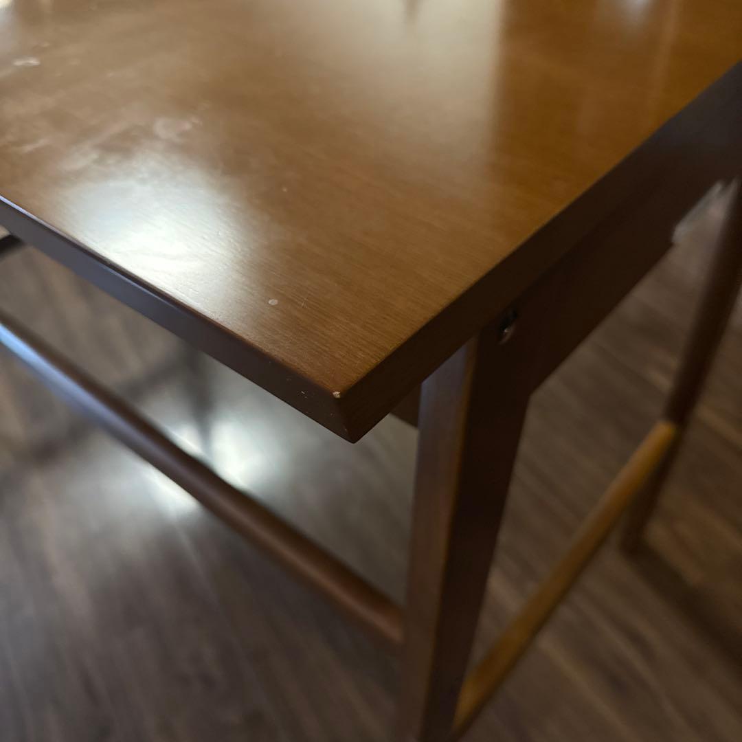 【カリモク60】デスク、引出し付き、ウォールナット色