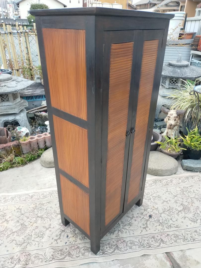 (配送/設置込み) チーク材☆バンブーキャビネット☆南国リゾート☆竹家具☆無垢材