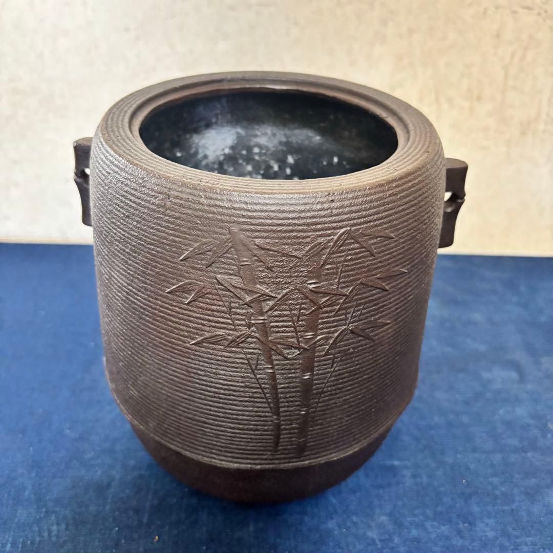 風炉 茶釜 電熱器 唐銅面取風炉 糸目筒釜 野々田製電熱器 前瓦 敷板 茶道具