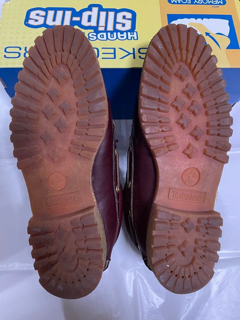 ティンバーランド バーガンディ レザー モカシン デッキシューズ26.5㎝