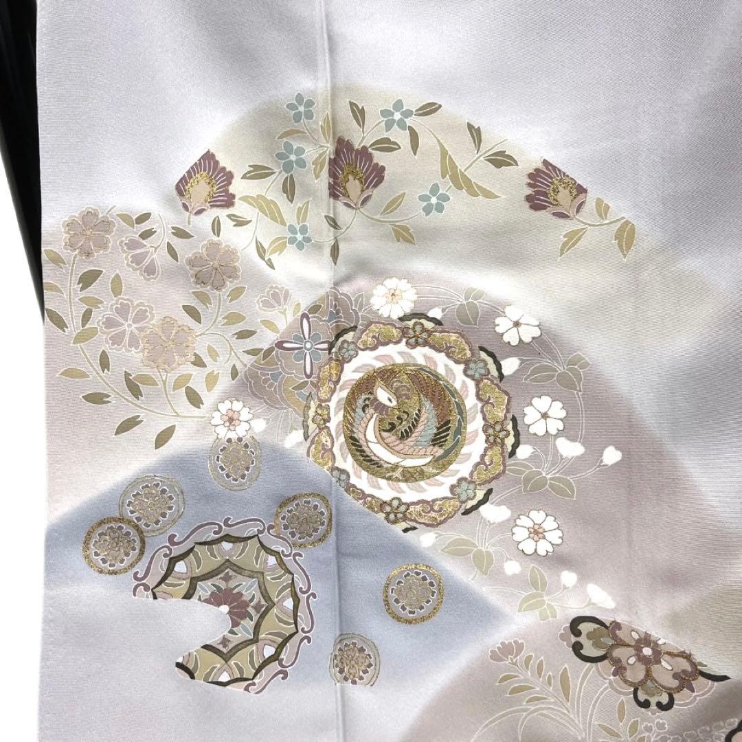 作家もの　色留袖　金駒刺繍　鳳凰紋　華紋　唐花　比翼付き　着物　033a d