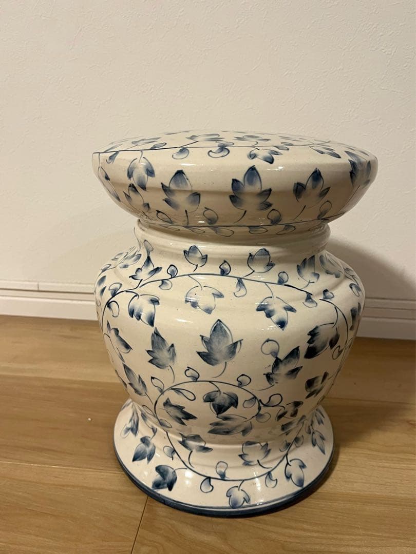Vintageヴィンテージ　陶器　チェア　花台　美術品　中国青白