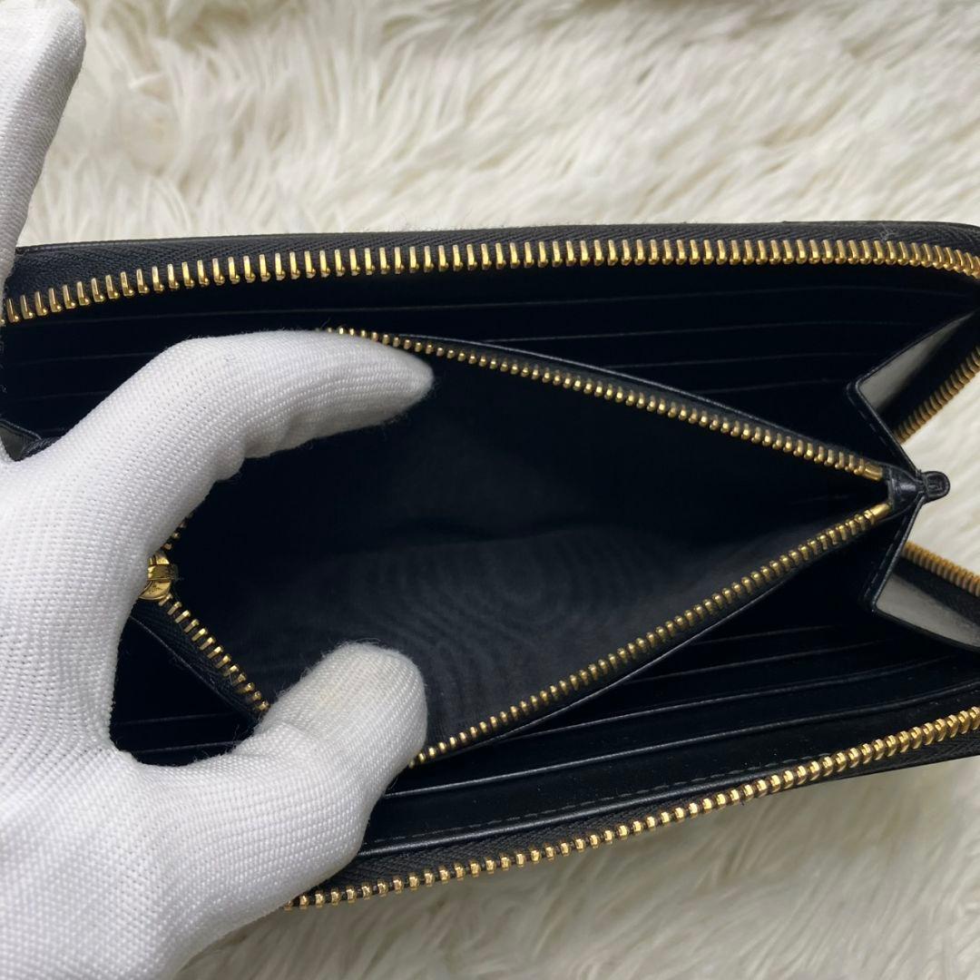 極美品✨　プラダ　長財布　ラウンドファスナー　ヴィッテロムーブ　三角ロゴ　黒