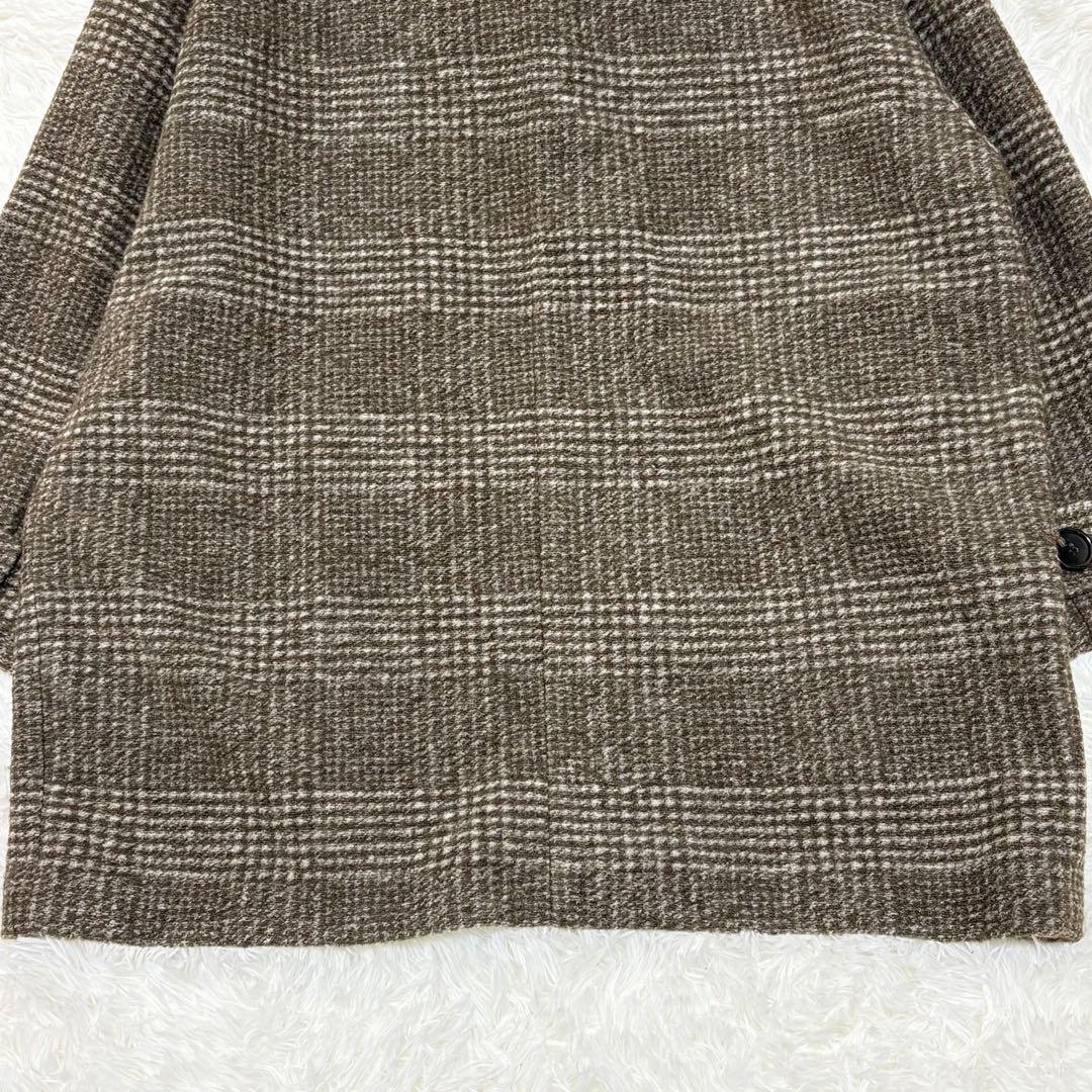 美品✨Spick&Span Wスライバーチェックハーフコート38 ブラウン