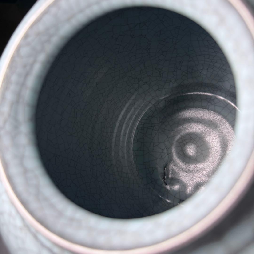 人間国宝　中島宏　青磁壺　共箱　上位作　究極の青磁　高さ23.2cm　栞