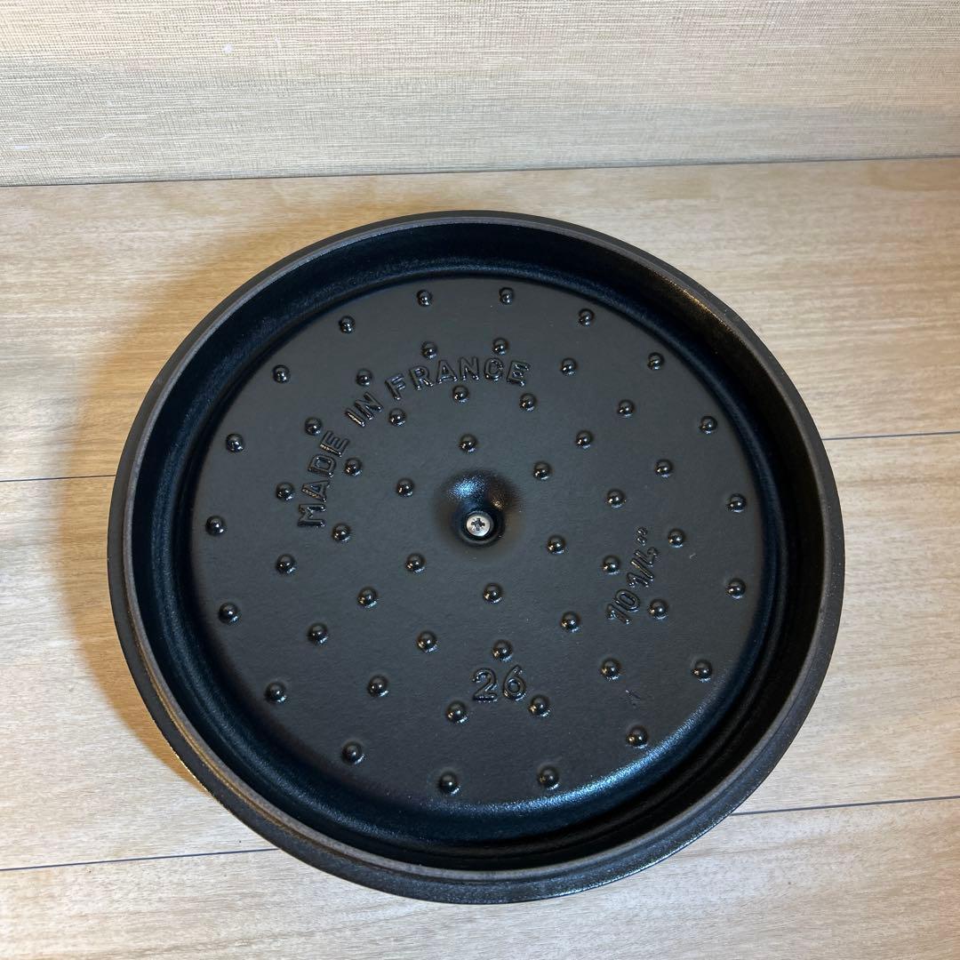 ストウブ　ココットラウンド　シャロー　26cm グレー　両手鍋　鍋