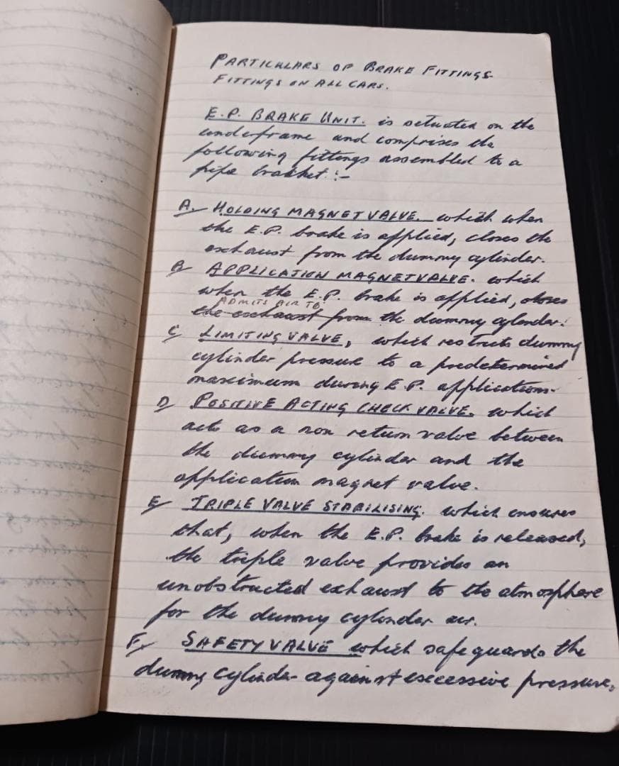 英国鉄道 手書き技術ノート ブレーキ系統 図解入 原本