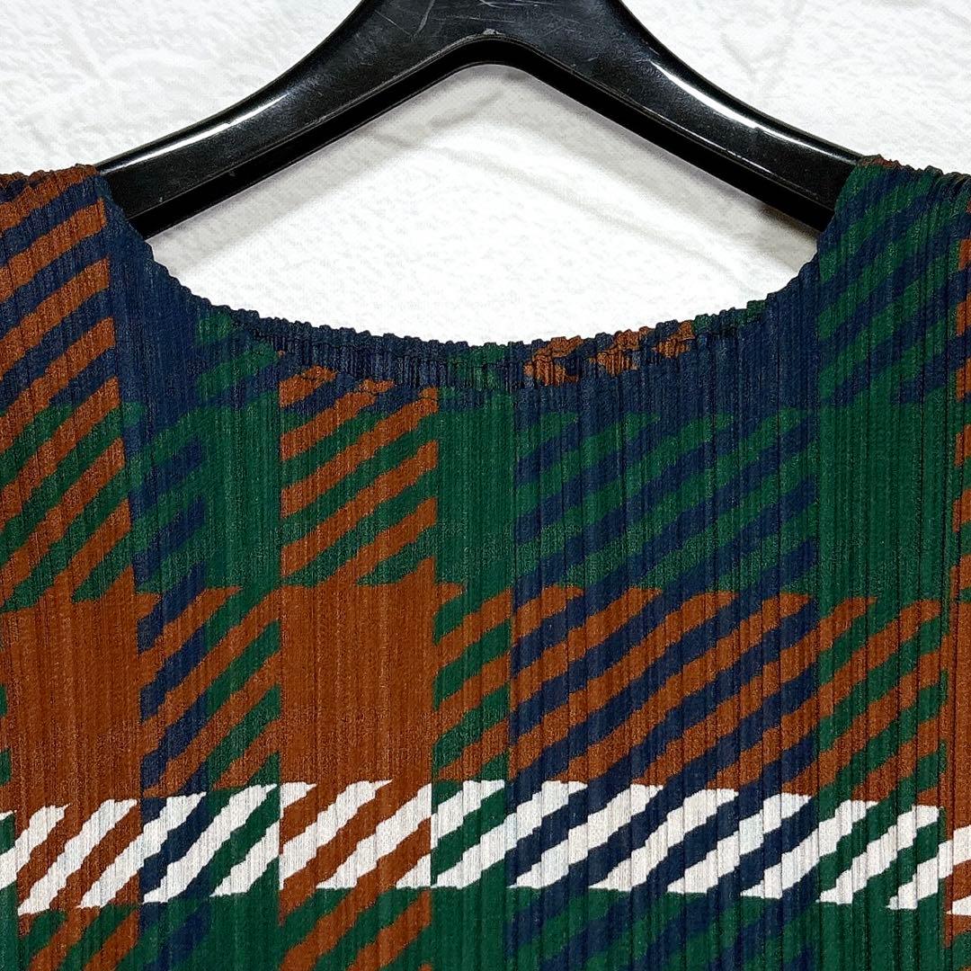 ✨美品✨プリーツプリーズ　ワンピース　チュニック　チェック　Aライン　七分袖