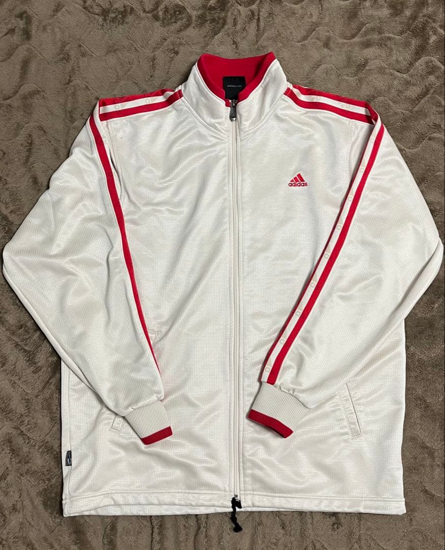 adidas アディダス ジャージ 上下セット ホワイト×レッド Mセットアップ
