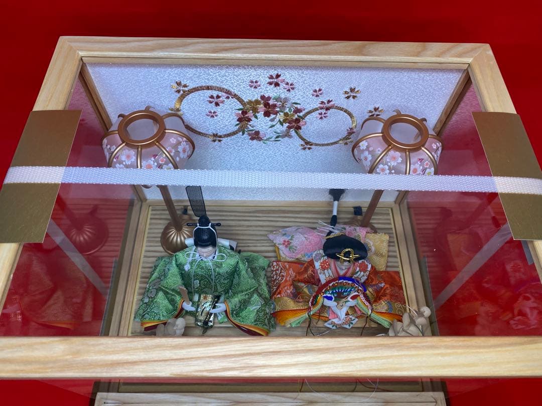 東京久月　雛人形親王飾り白木アクリルケース・間口約４１×奥行約３１×高さ約３１㎝