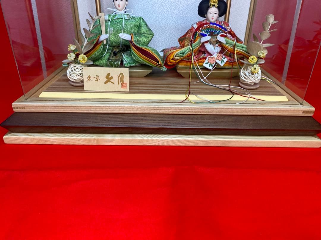 東京久月　雛人形親王飾り白木アクリルケース・間口約４１×奥行約３１×高さ約３１㎝