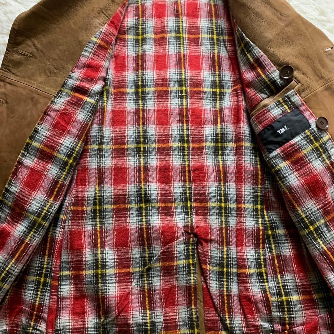 美品■T.M.T レザーピーコート キャメル ブラウン M