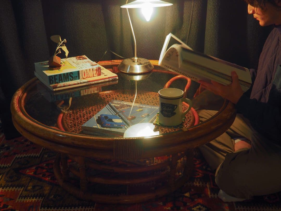 【値引中】ラタンガラストップラウンドテーブル