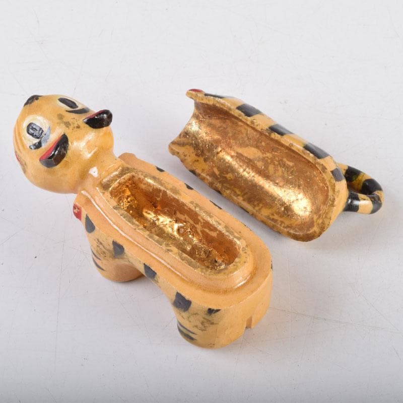 茶道具　京焼　清水六兵衛造　色絵　虎香合　干支　共箱　V　8807