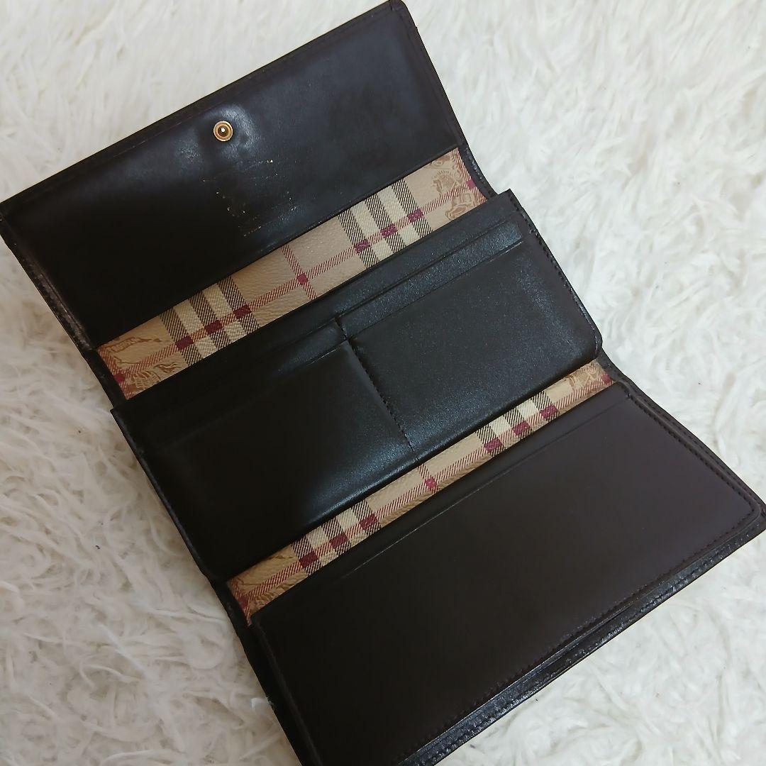【美品】【BURBERRY】ノバチェック　ホースロゴ　PVCレザー　長財布