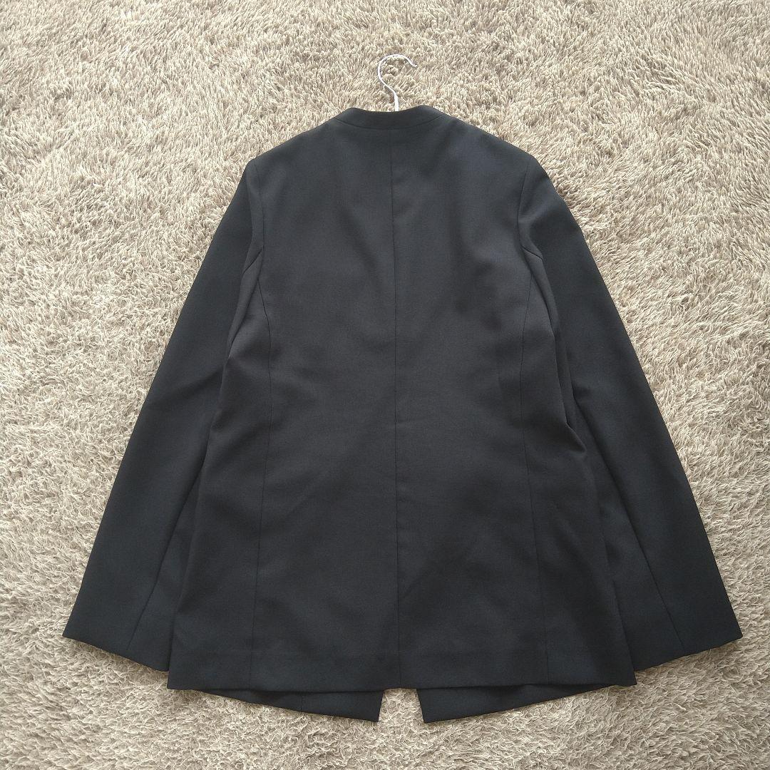 スピックアンドスパン ドライダブルクロスVカラージャケット 36 ノーカラー 紺