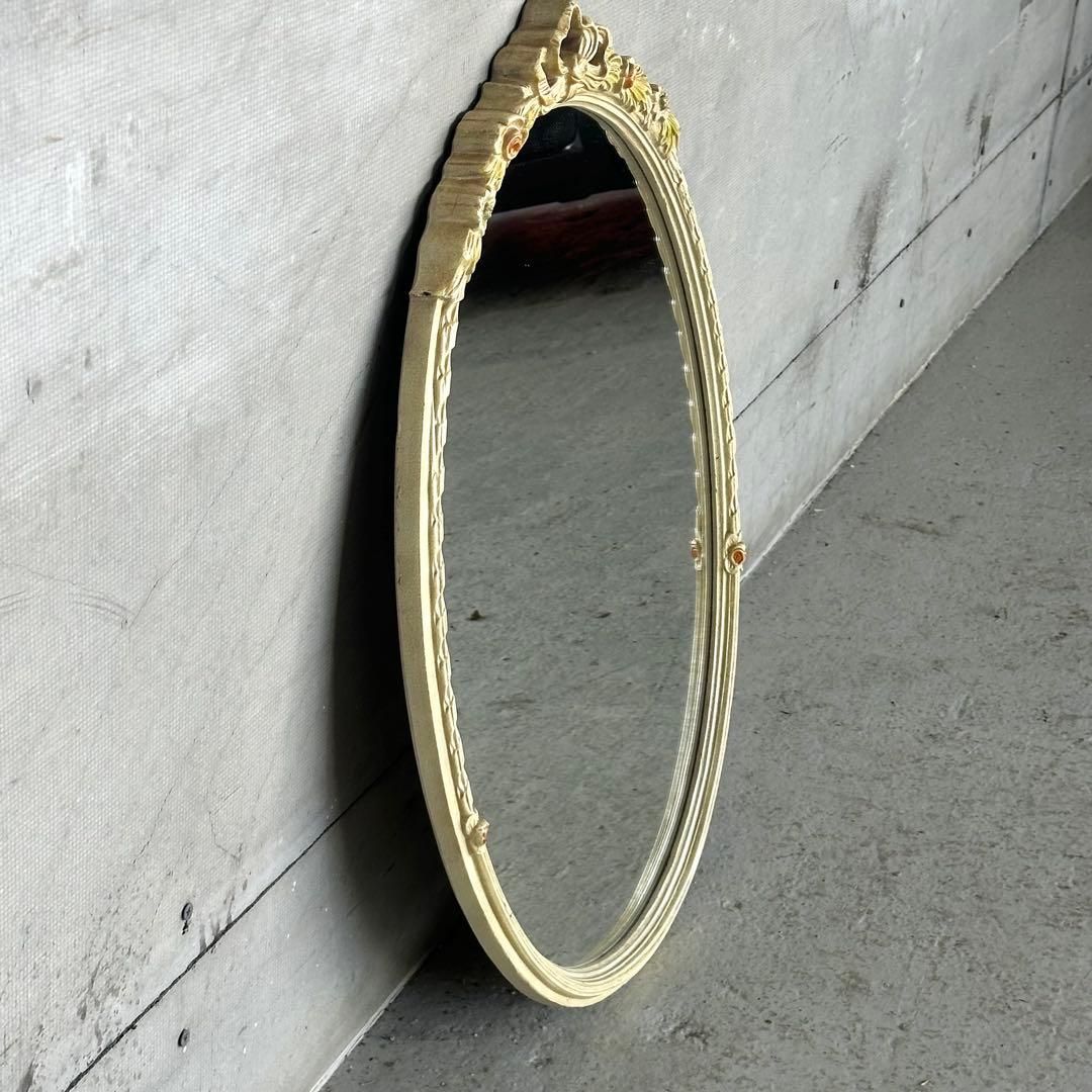 70s ロココ調 イタリア製 オーバルミラー 壁掛鏡 ヴィンテージ デコラティブ
