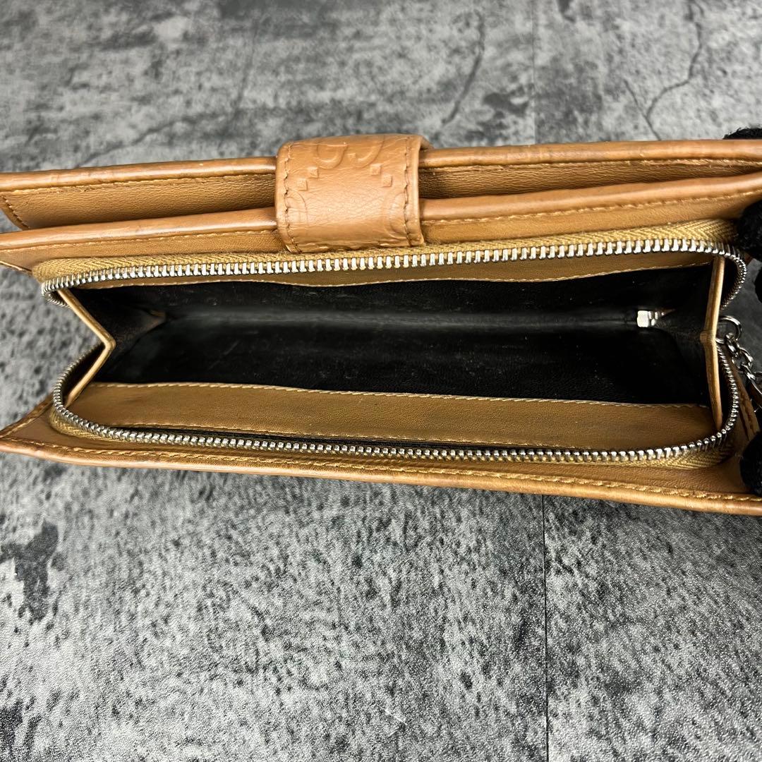 GUCCI シマレザー GG柄 長財布 インターロッキングチャーム