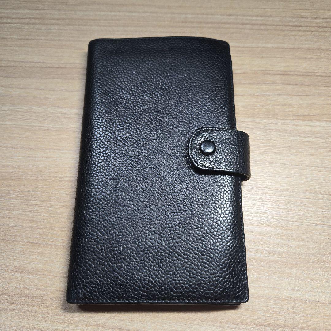 CHANEL ブラックレザー長財布