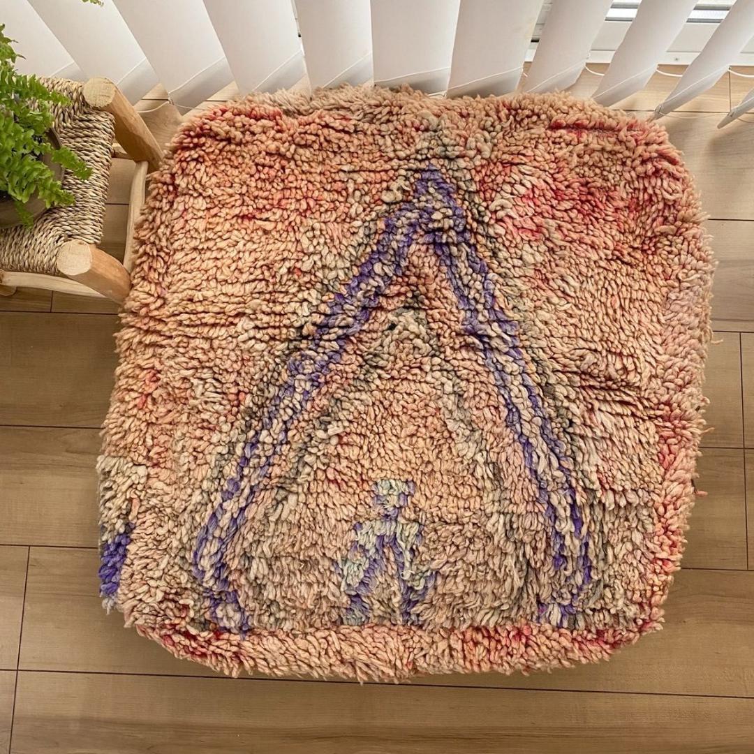 プフ ヴィンテージ 絨毯 手織りラグ クッションカバー ピローカバー