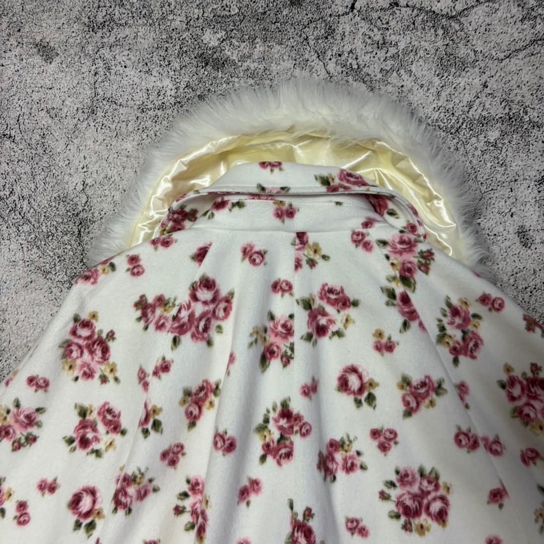 美品　LIZLISA リズリサ リズメロ 花柄　ファー付き　ケープコート　リボン