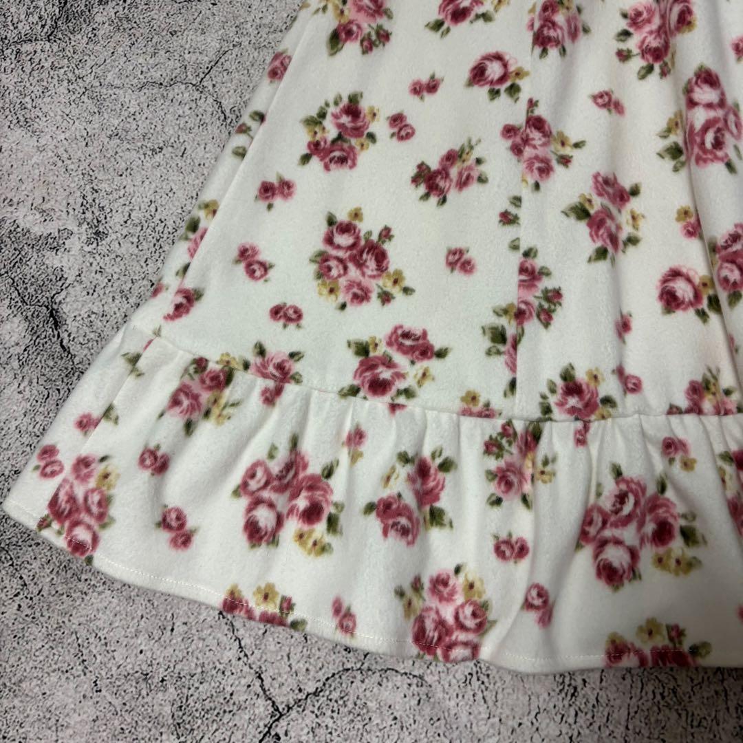 美品　LIZLISA リズリサ リズメロ 花柄　ファー付き　ケープコート　リボン