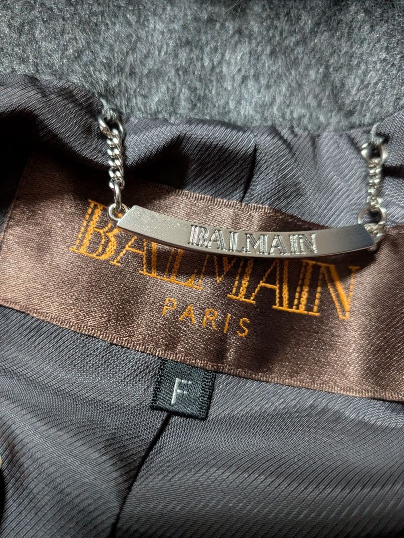 BALMAIN ピュアカシミヤ ファーコート グレー Fポンチョ風