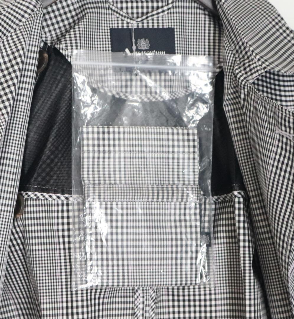 新品【アクアスキュータム】トレンチデザイン チェック柄 レインコート M-L