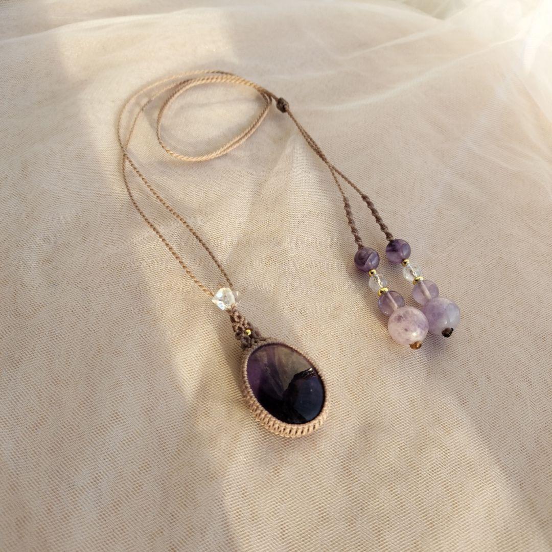 ファントムアメジスト　マクラメ編みネックレス他1点同梱