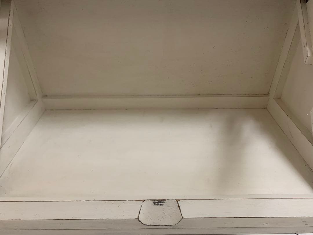 VINTAGE Antique レトロ ガラスショーケース ホワイトペイント 棚