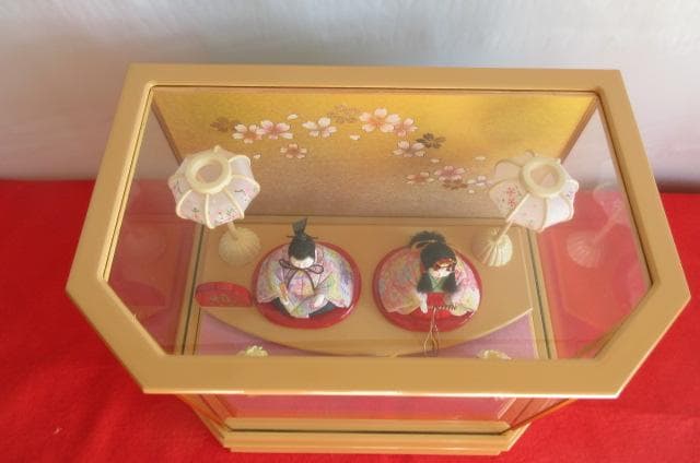 最大安　吉徳購入　 送料込み　ガラスケース 親王飾り　木目込み 二人飾り